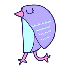 cartoon bird in bright neon color