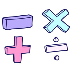 Fototapeta premium cartoon math symbols in bright neon color