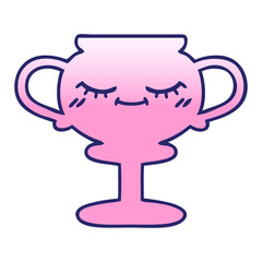 gradient shaded cartoon of a trophy in bright neon color