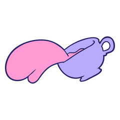 cartoon mug of coffee in bright neon color