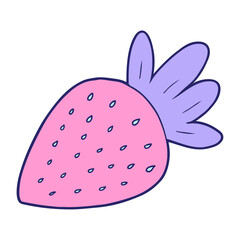 cartoon strawberry in bright neon color