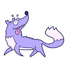 cartoon hungry wolf in bright neon color