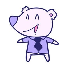 polar bear in shirt and tie cartoon in bright neon color