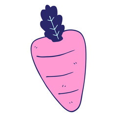 cartoon doodle carrot in bright neon color