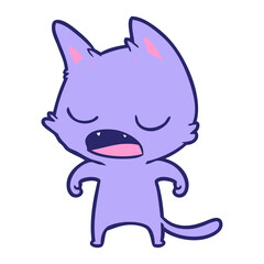 talking cat cartoon in bright neon color
