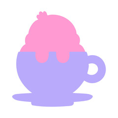 cute baby bird in tea cup in bright neon color