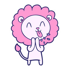 happy cartoon lion in bright neon color