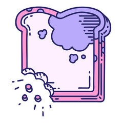 tattoo in traditional style of a mouldy bread in bright neon color