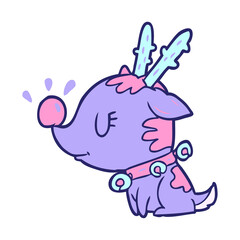 cartoon christmas reindeer in bright neon color