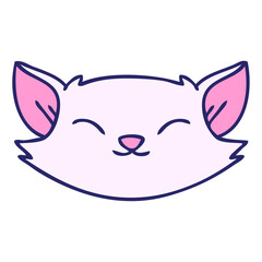 hand drawn quirky cartoon cat in bright neon color