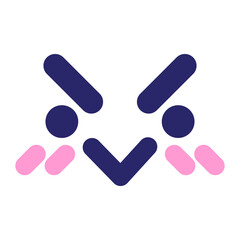 annoyed bird face icon in bright neon color