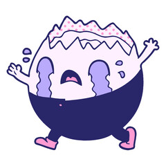 humpty dumpty cartoon egg man crying in bright neon color