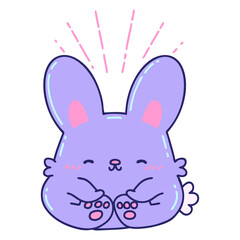 illustration of a traditional tattoo style happy rabbit in bright neon color