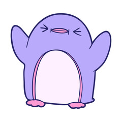 cartoon penguin in bright neon color