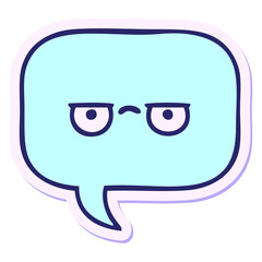sticker of a cute cartoon speech bubble in bright neon color