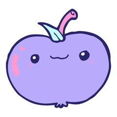 cartoon apple in bright neon color