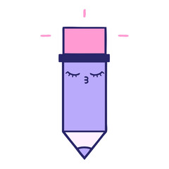 cute cartoon of a pencil in bright neon color