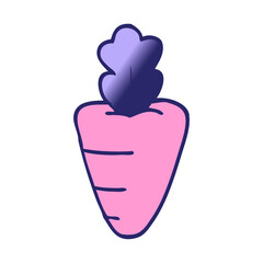 cartoon doodle healthy carrot in bright neon color