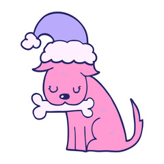 cute christmas dog in bright neon color