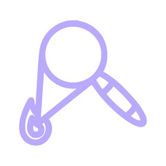 magnifying glass burning symbol icon in bright neon color