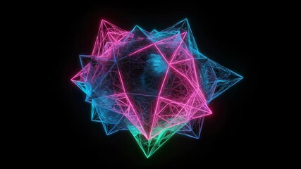 Abstract neon geometric shapes design - Powered by Adobe