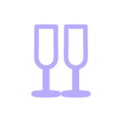 champagne glasses symbol icon in bright neon color