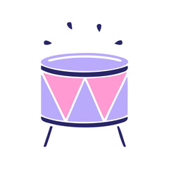 flat symbol of a drum icon in bright neon color