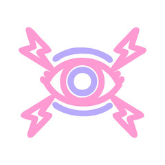 mystic eye symbol icon in bright neon color