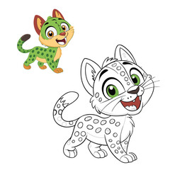 A high-quality, clean Artline illustration Phanther for a children's coloring book.A high-quality, clean Artline illustration for a children's coloring book.
