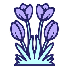 simple tulip flower design in bright neon color