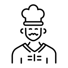 A line style icon representing chef