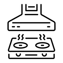 An outline style icon showing exhaust hood