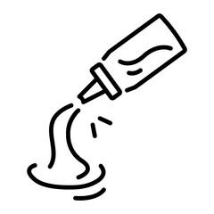 A linear style icon depicting pouring sauce