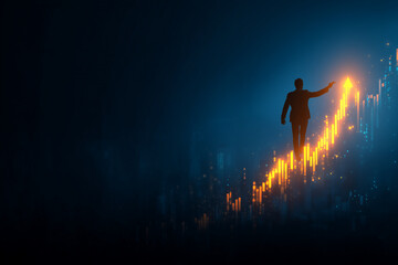 Naklejka premium Driv Businessman Drives Financial Growth and Stock Market Success