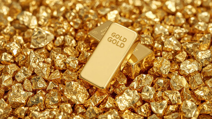 Luxurious gold bars and nuggets collection