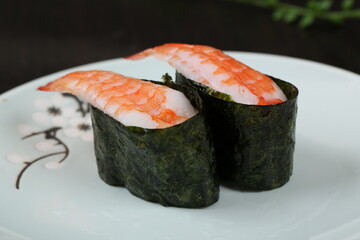 food, japanese cuisine, delicious, shrimp sushi