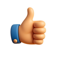 Thumb's Up Gesture: A 3D rendered hand displays a universal symbol of approval with an enthusiastic thumbs up gesture, highlighting concepts such as positivity, agreement, and satisfaction.