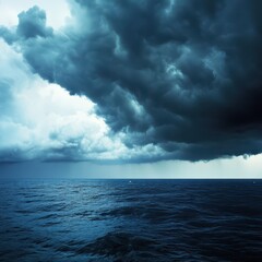 Obraz premium Dark clouds gather over calm ocean waters