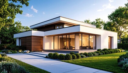 Modern house at sunset (4)