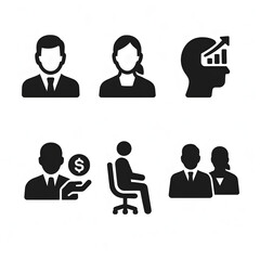 Comprehensive Set of Black Pictogram Silhouettes Business Icon Signs for Websites and Applications