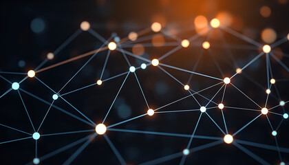 Business connection concept with abstract network lines and glowing nodes.
