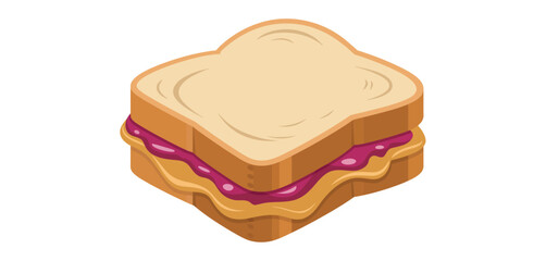 Delicious peanut butter and jelly sandwich with creamy peanut butter and purple jelly