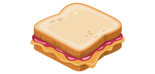 Delicious peanut butter and jelly sandwich with toasted bread and melty cheese