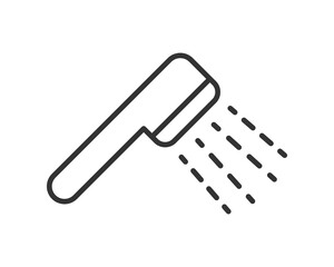 Minimalist vector icon of a shower head with water flowing. Symbol of cleanliness, hygiene, and relaxation. Useful for apps, websites, and informational designs.