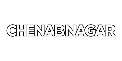 Chenab Nagar in the Pakistan emblem. The design features a geometric style, vector illustration with bold typography in a modern font. The graphic slogan lettering.