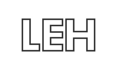 LEH logo design template with strong and modern bold text. Initial based vector logotype featuring simple and minimal typography. Trendy company identity.