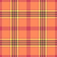 Vibrant orange plaid pattern.  Perfect for textile designs, website backgrounds, or autumnal themed projects. This seamless texture offers a warm, inviting aesthetic, conveying comfort and style.