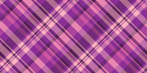 Elegant diagonal plaid pattern in shades of purple and pink.  Perfect for textile design, fashion, websites, and branding. This textured background evokes feelings of warmth and sophistication.