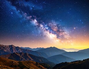 Night sky over mountain range