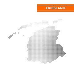 Dotted map of Friesland Province in Netherlands